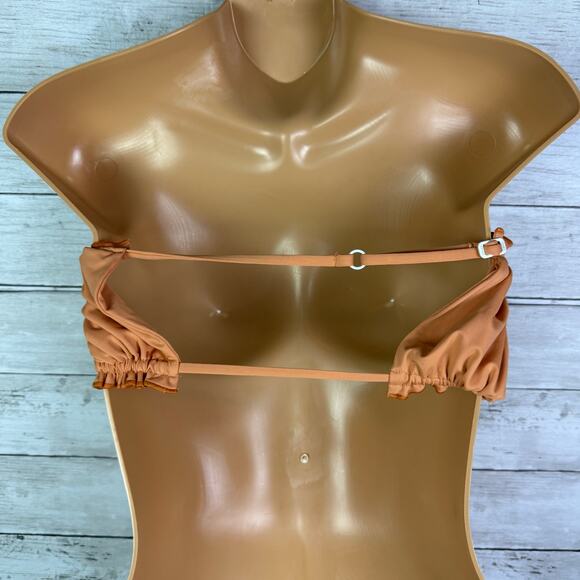 Free People X Toast Swim Ruffled Bandeau Bikini Top Sandstone Size Large - Picture 3 of 7